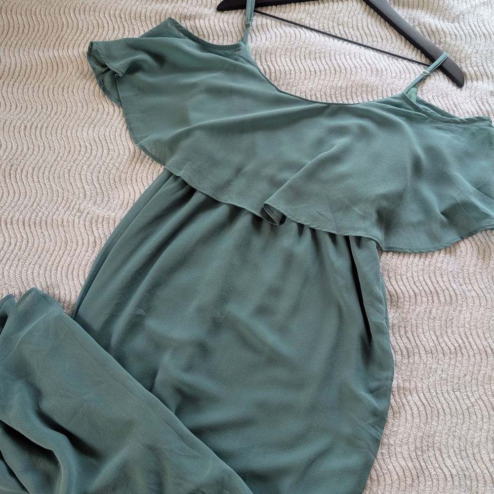 Böhme Sage Flowy Maxi Dress Off Shoulder